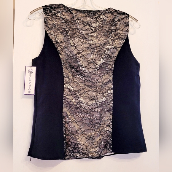 Jack and Jinger black and cream lace top Size L - Picture 2 of 11